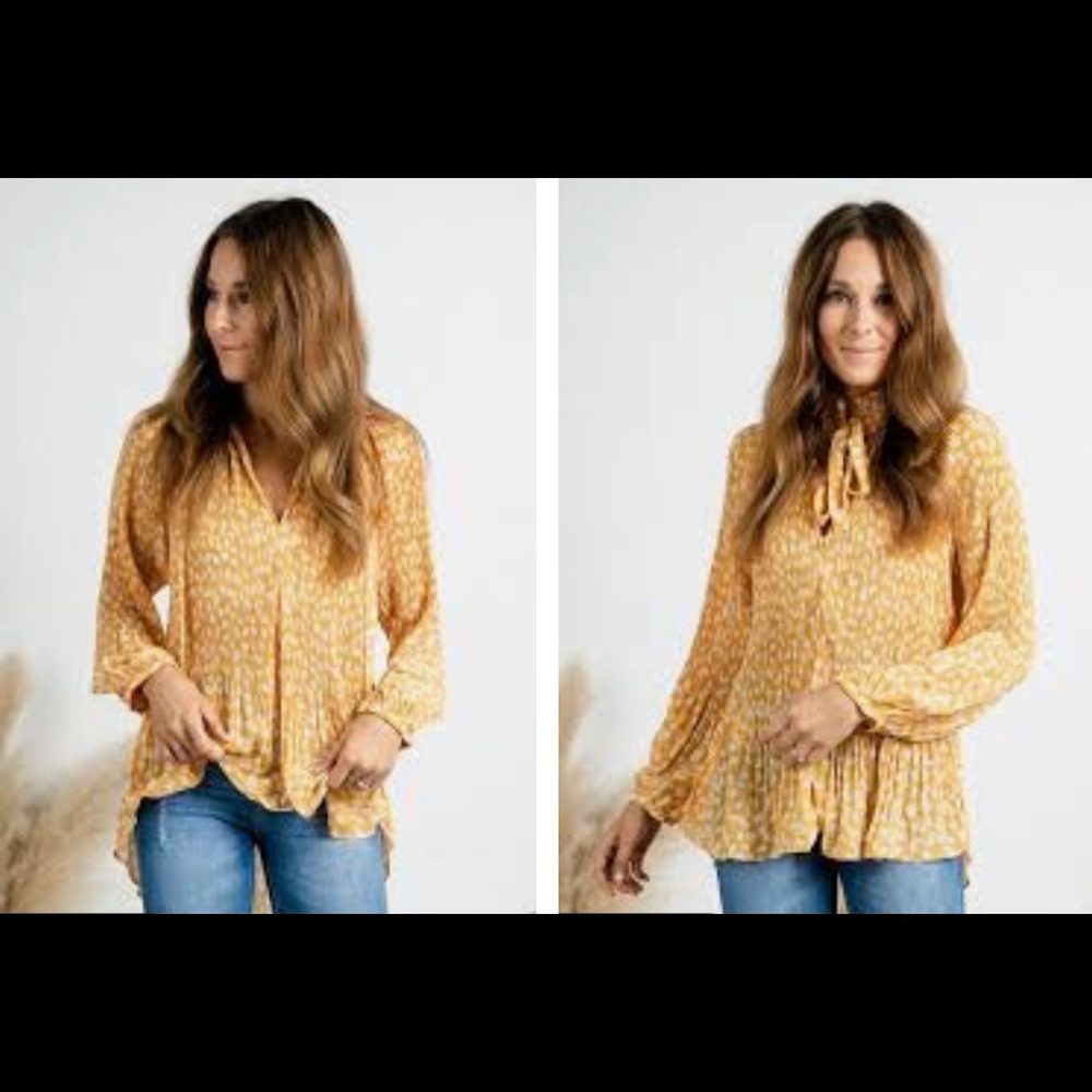 Printed Crinkle Top- Yellow